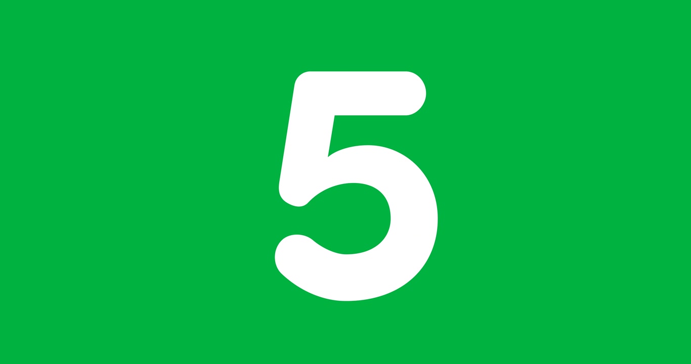 On play, white digits counting down every second 10-to-1 on transparent background for timer