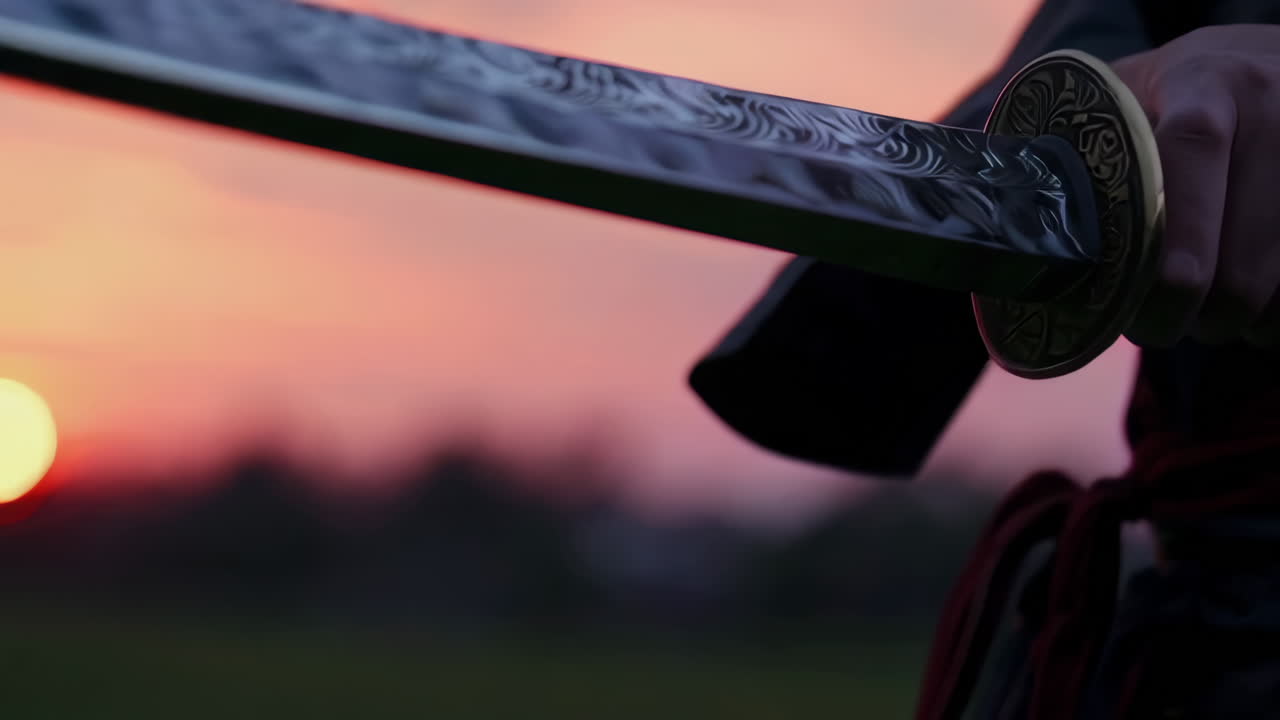 Katana in Hand at Sunset