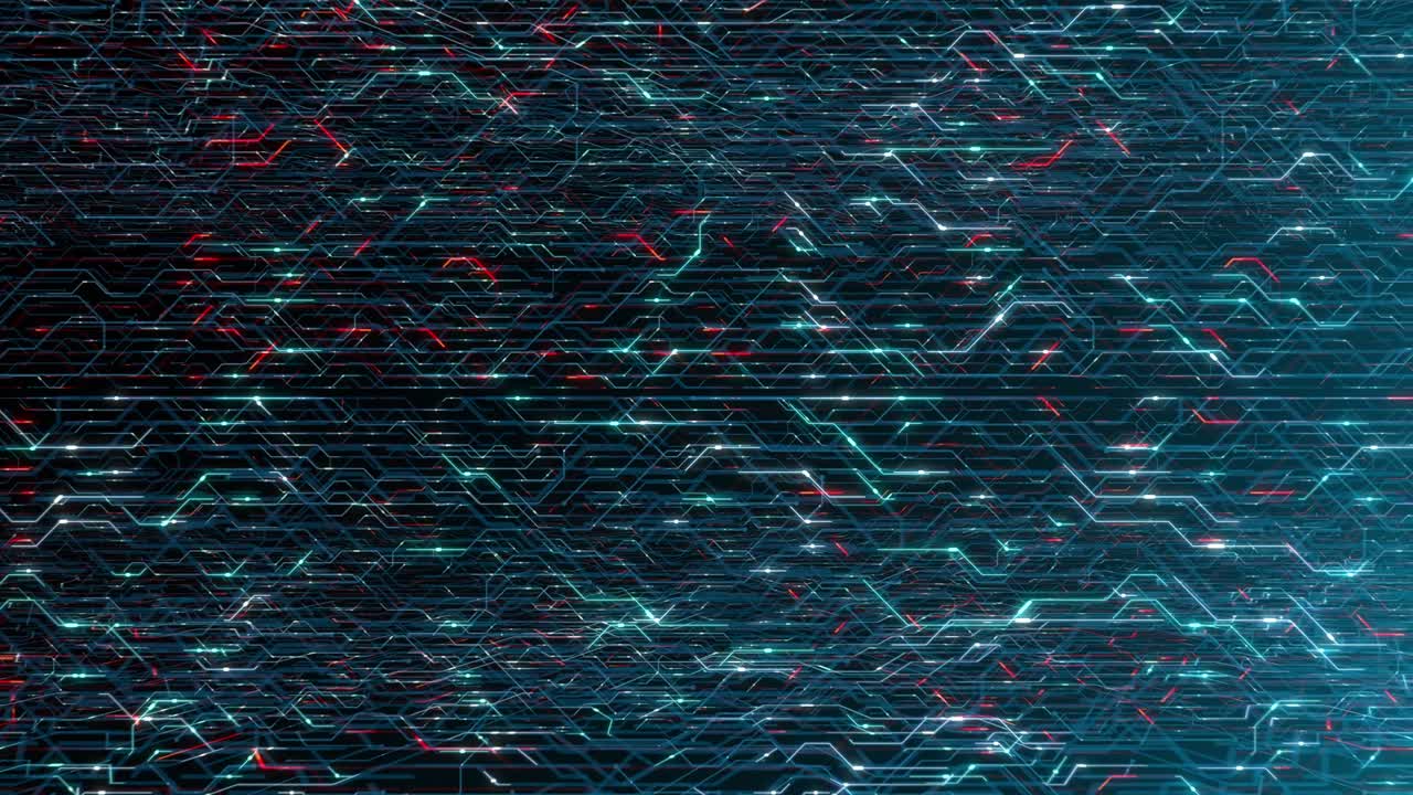 4K seamless loop abstract futuristic electronic circuit board.