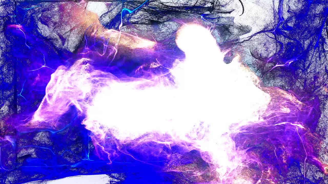 plasma en la habitación volar y formar remolinos, líneas, estructuras de red en fondo blanco. colorido hermoso bg con partículas mágicas lambent. partículas de brillo se extienden como efecto de tinta. luma mate como canal alfa.