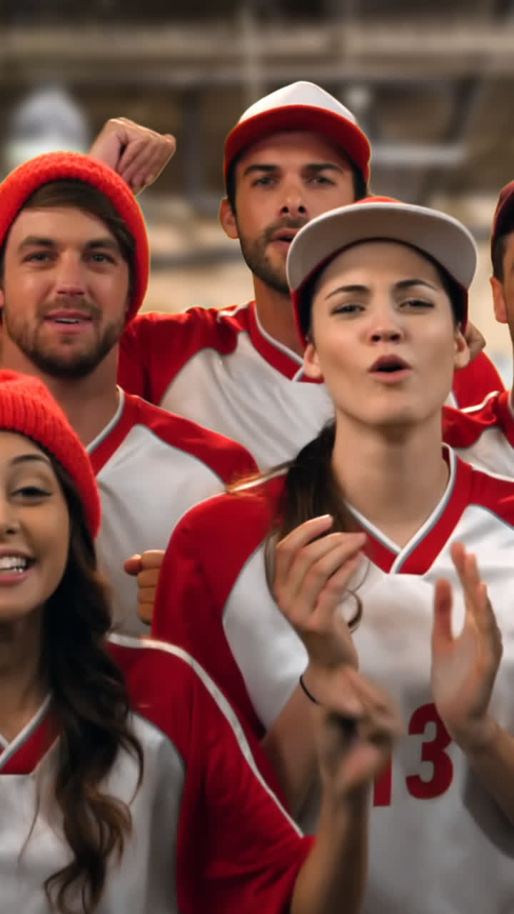 grupo de aficionados al deporte animando en un gimnasio 4k
