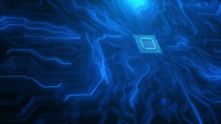 IA futuristica intelligenza artificiale IA circuito digitale ciberspazio scheda acceleratore