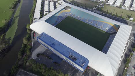 exterior and interior details of cbus super stadium - rectangular football stadium in the gold coast suburb of robina in australia