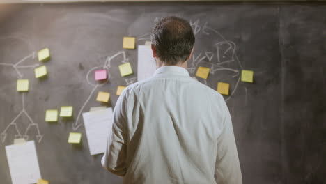 tired middle-aged businessman in white shirt working