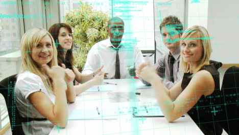animación del procesamiento de datos sobre la gente de negocios
