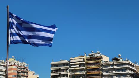 greek flag in thessaloniki, greece