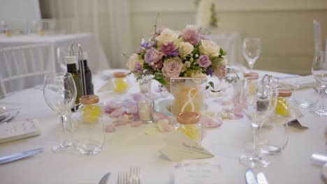 spinning shot of table flower on a well set up table