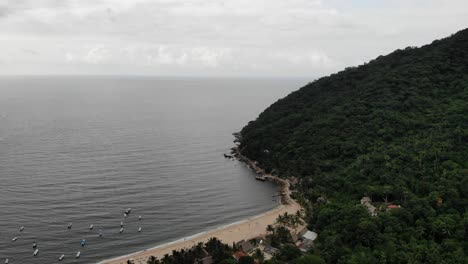 flying over a pristine beach (yelapa, jalisco, mexico)