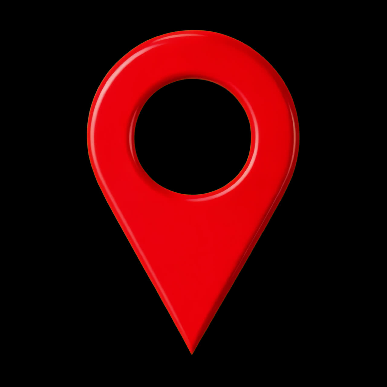 Red map pin icon illustration animation isolated asset, transparent 4K video, alpha channel, ProRes