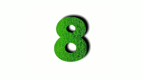 Animation-number-eight-8-motion-graphics-with-green-grass-texture-on-white-background-for-video-elements-natural-concept-numbers