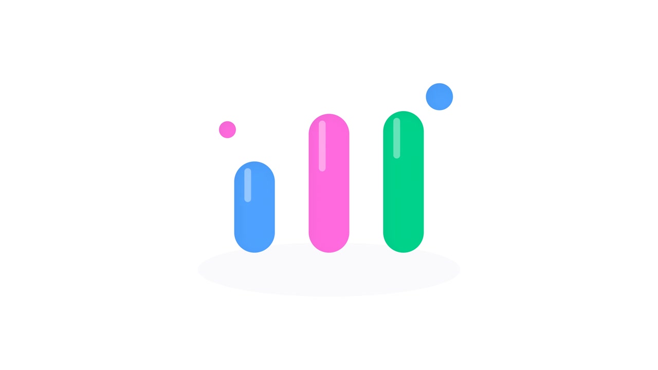 Grafico a barre colorato animato con puntini fluttuanti