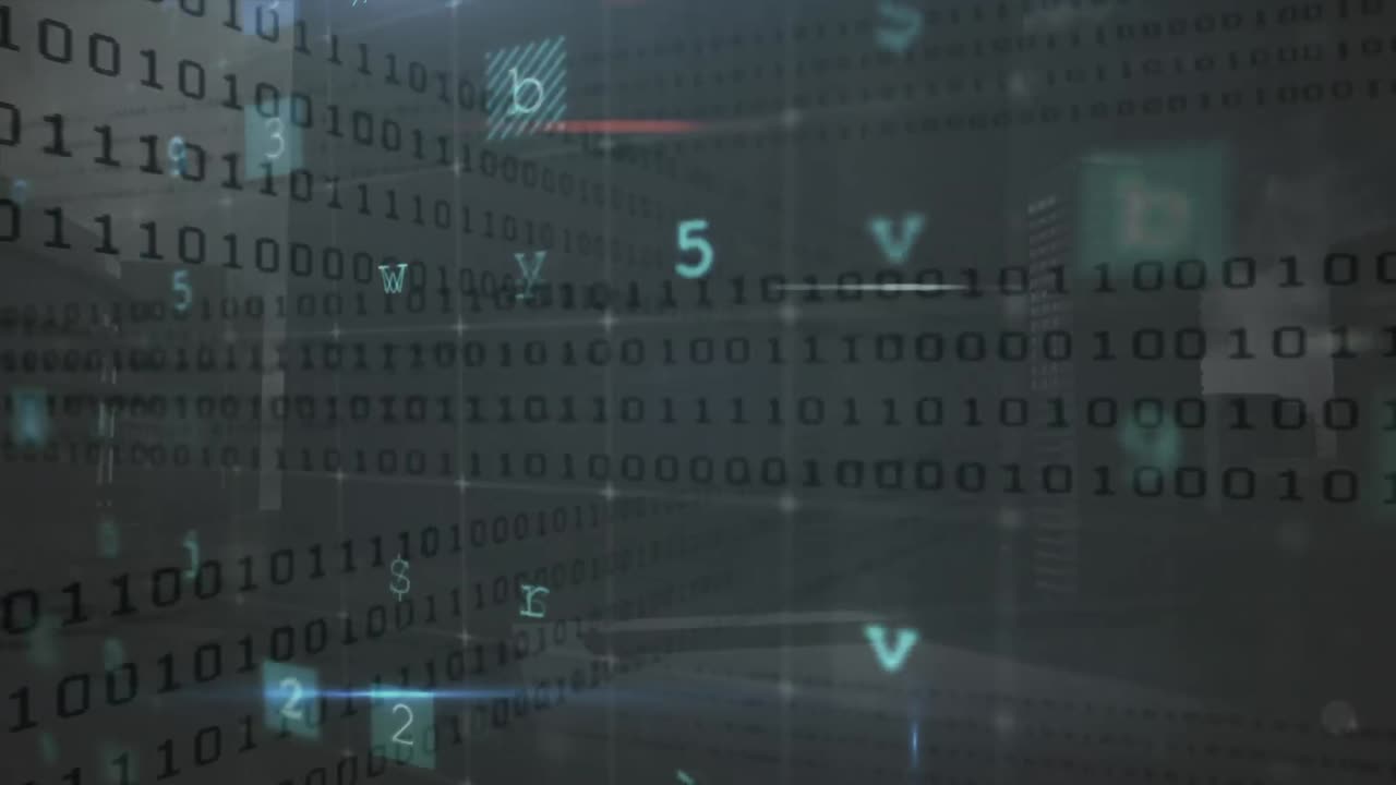 animación del procesamiento de datos digitales sobre un fondo oscuro