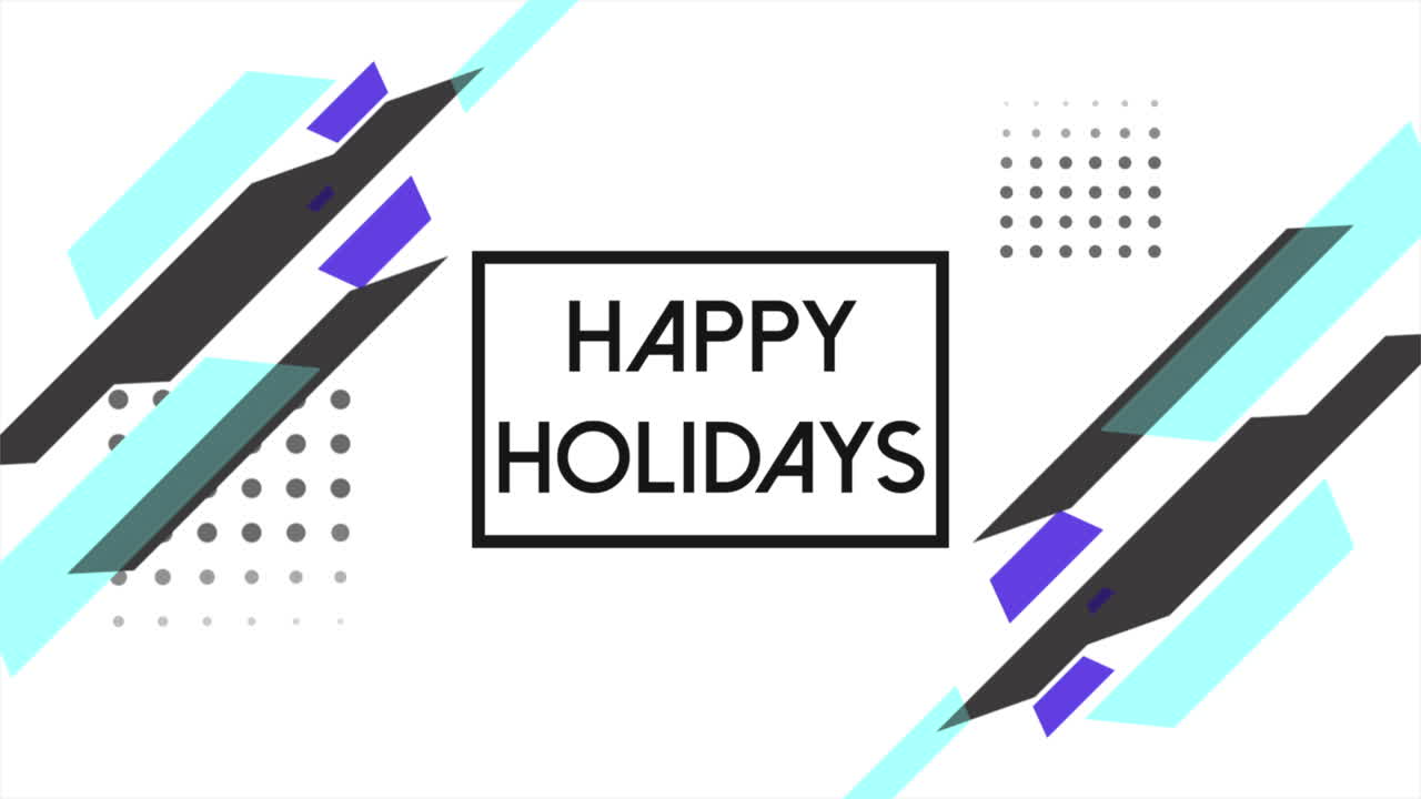 Happy Holidays with geometric pattern in Memphis style
