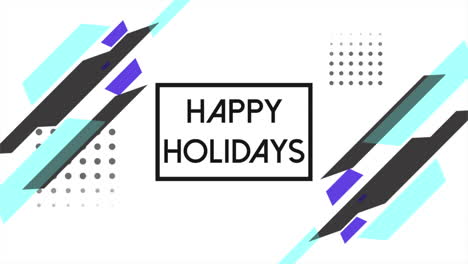 happy holidays with geometric pattern in memphis style