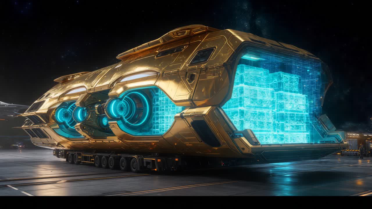 Golden Futuristic Spaceship Transport