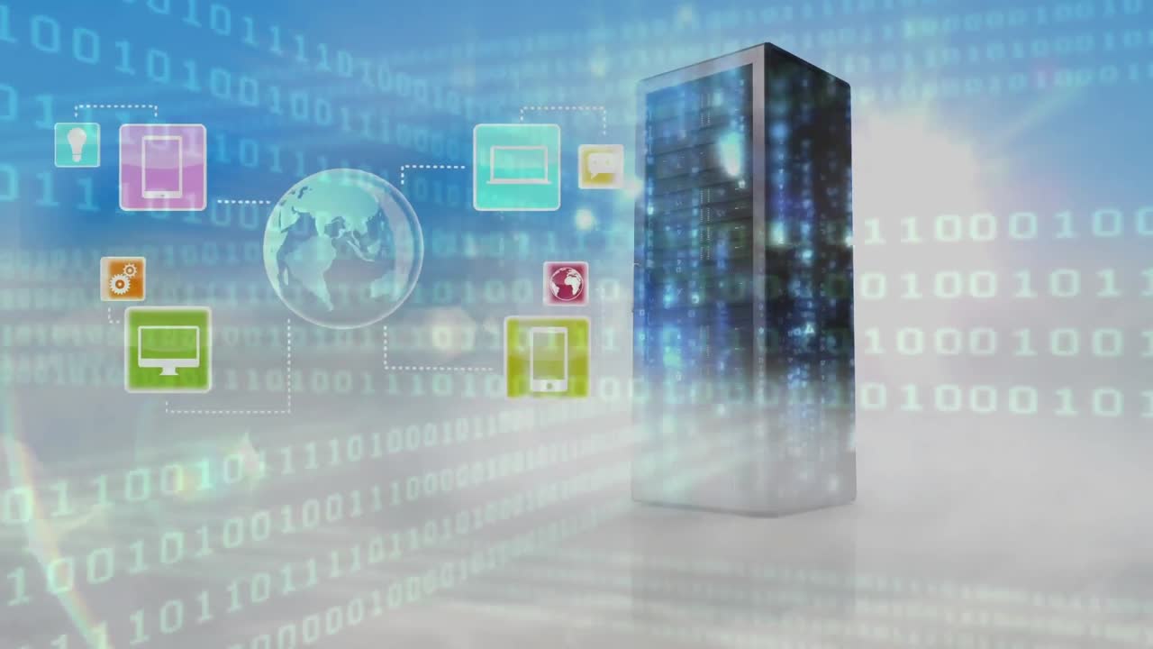 compuesto digital de un servidor de computadora y sus aplicaciones de software