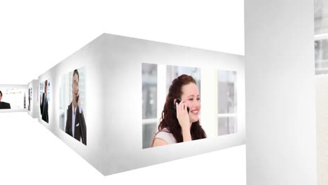 woman opening the doors of an animated corridors