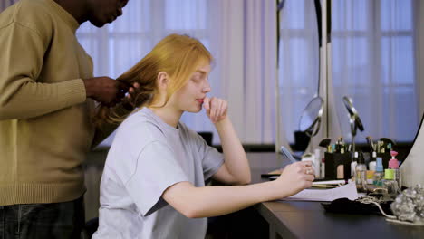 Woman-reading-script