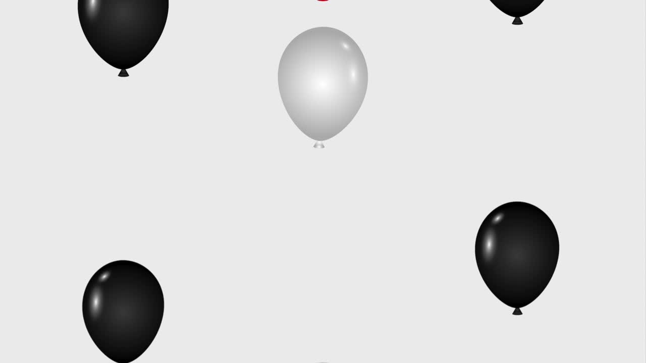 falling red white and black balloons decoration black friday animation hd
