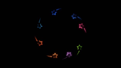 todas las estrellas del arco iris giran hacia la izquierda y la derecha y cambian de tamaño cada rotación