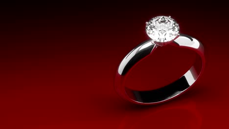 diamond ring on red background