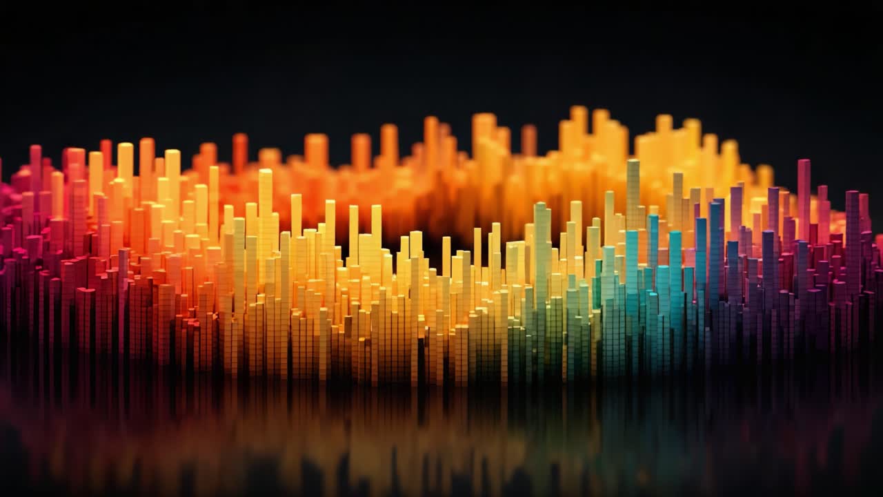 Vibrant Circular Sound Waveform Visualization Transitioning Through Colorful Gradations, Showcasing a Dynamic Auditory Experience and Energy Flow in an Abstract Design