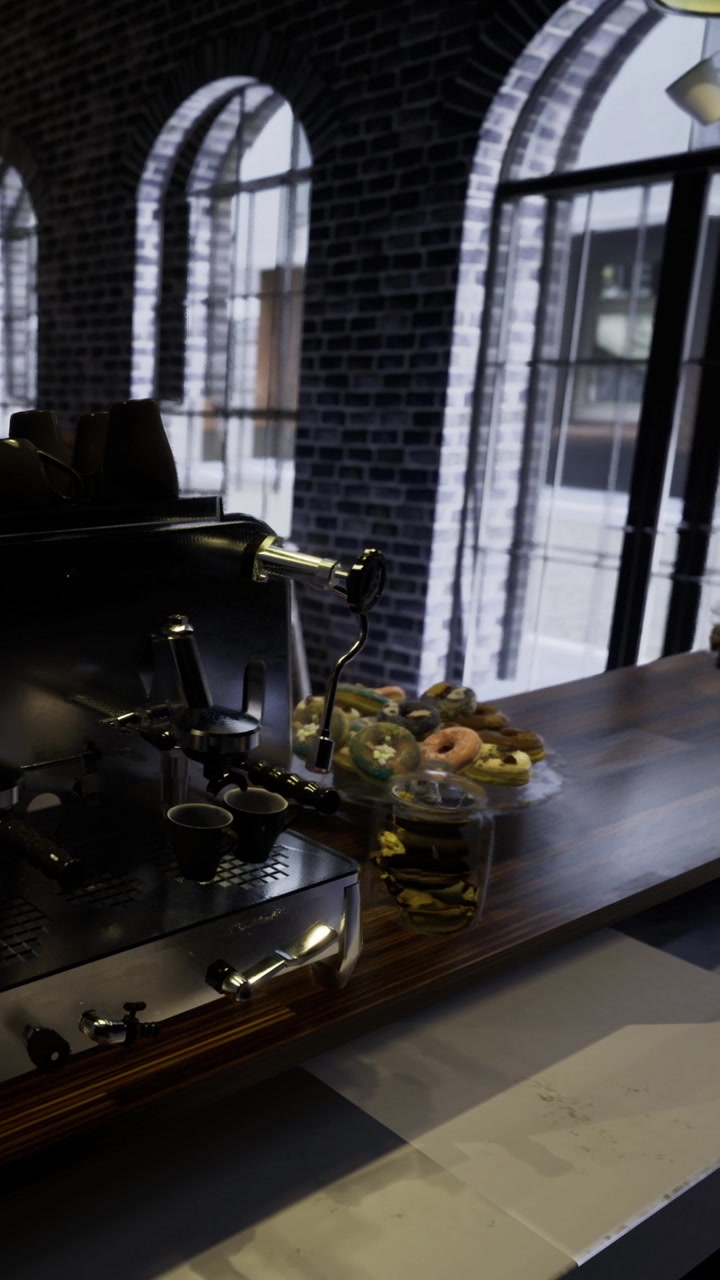 La caffetteria offre calore con deliziosi prodotti da forno e un ricco espresso.