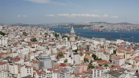 istanbul bosphorus and galata tower aerial view