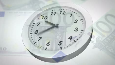 animation of clock ticking over euro currency