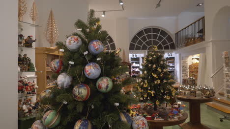 interior of a traditional bavarian toy shop decorated with christmas and festive objects