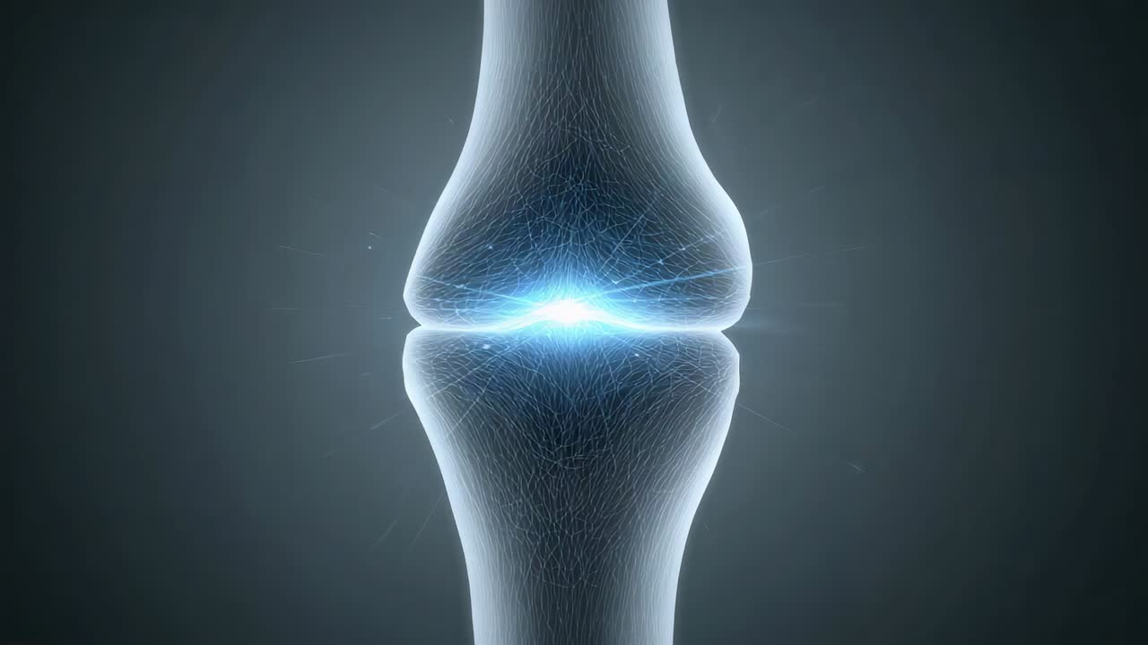 Sliding joint triggered by flare, bones shifting and pulsing blue glow showing contact in studio
