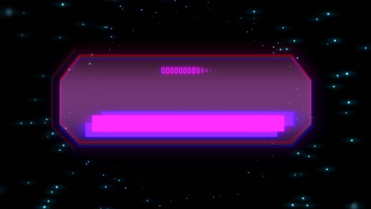 Digital screen with HUD elements and stars in galaxy