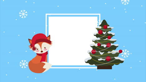feliz navidad con zorro y pino