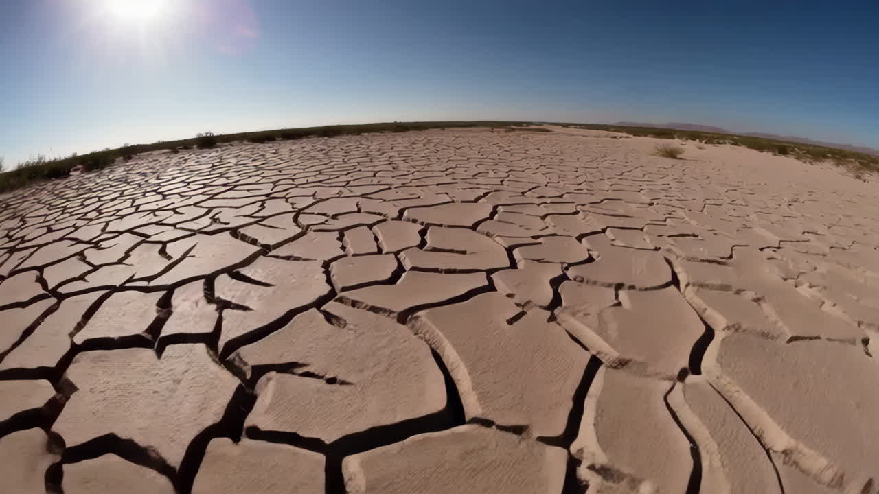 Dried-out cracked earth landscape