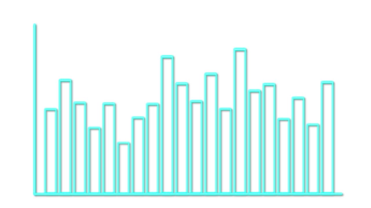 Light blue bar chart animates from empty to fully populated, smooth transitions, clean white background