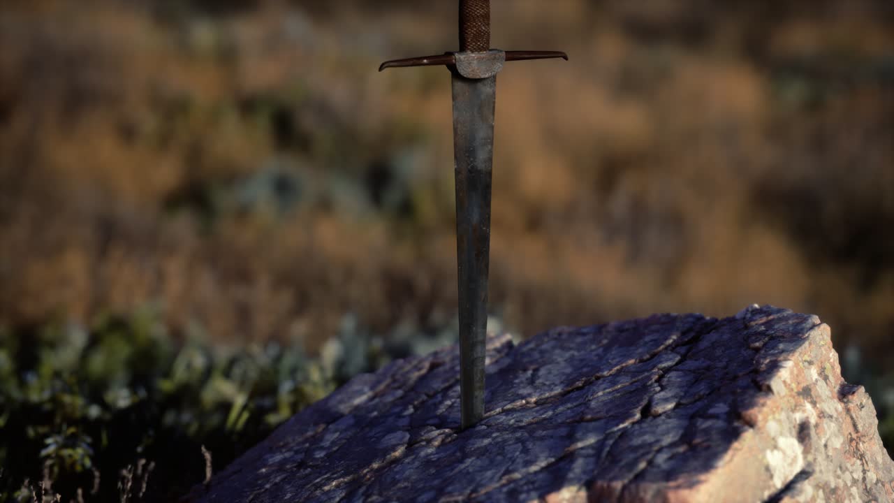 la famosa espada excalibur del rey arturo en la roca