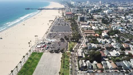 los angeles neighbourhood waterfront residential beach property aerial view slow tilt up