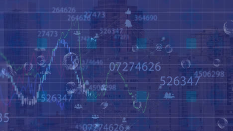 Animación-Del-Procesamiento-De-Datos-Y-Paisaje-Urbano-Sobre-Fondo-Negro