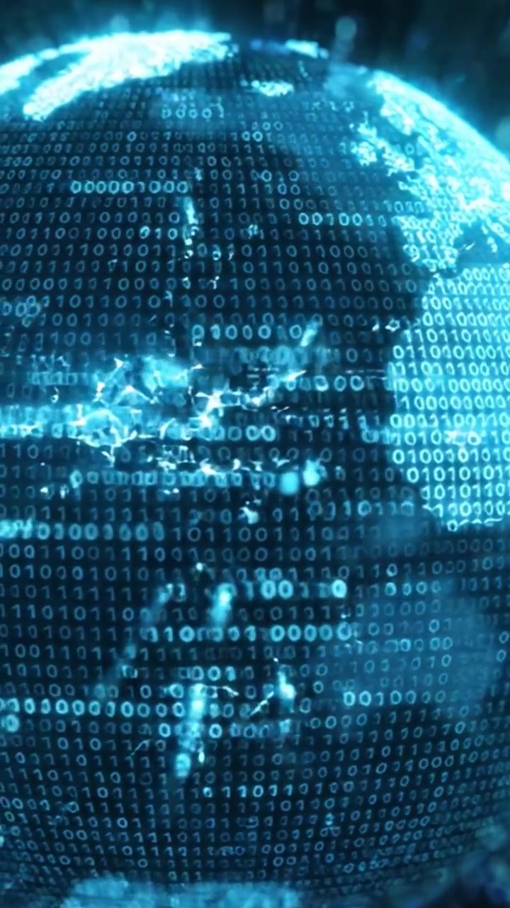 A Stunning Representation of a Digitally Enhanced Earth, Showcasing a Binary Code Overlay That Represents the Interconnectedness of Our Global Community.