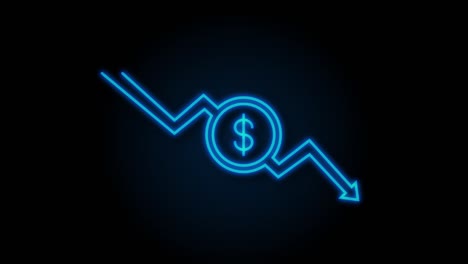 money loss. cash with down arrow stocks graph, concept of financial crisis, market fall. motion graphics.