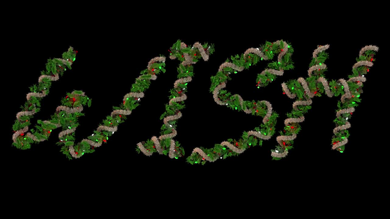 animación de la corona de navidad letras tipográficas que forman la palabra deseo