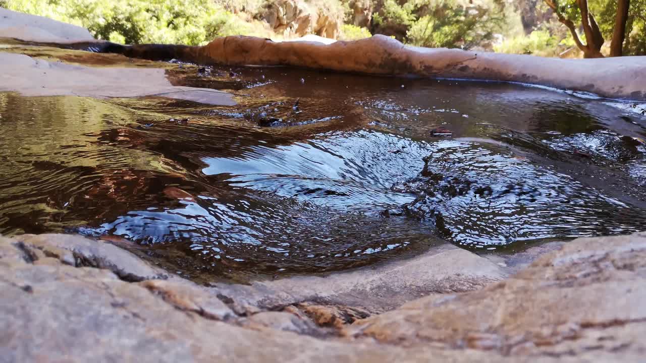 Close up of rock pool with water flowing