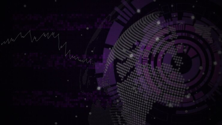 Animation of scope scanning over data processing on black background
