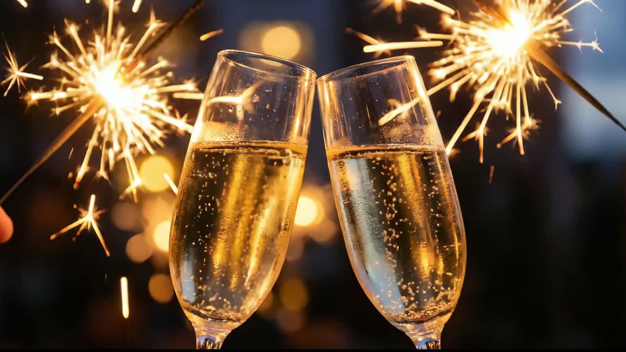Brindis de champaña con chispas