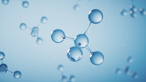 molecules with blue background, 3d rendering.