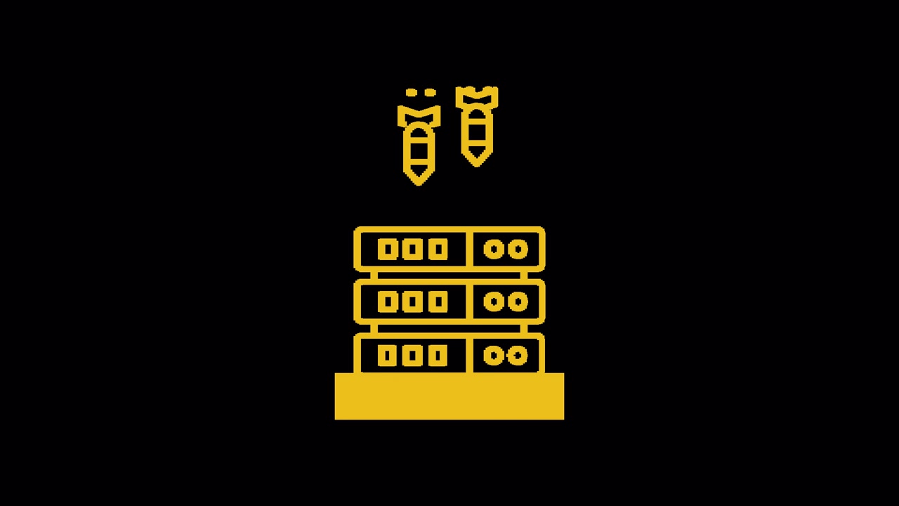 Animated Server Rack Under Cyber Attack