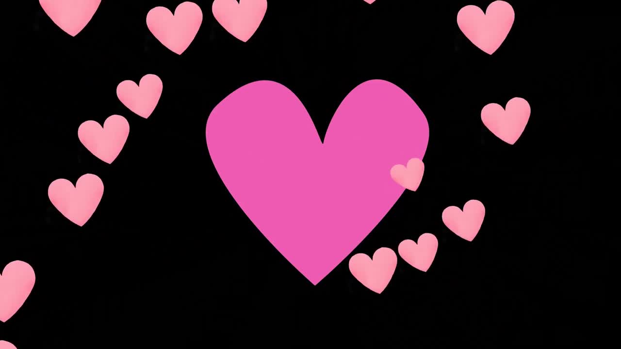 animación de corazones flotando sobre un fondo negro