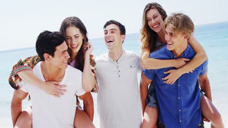 friends having fun at beach