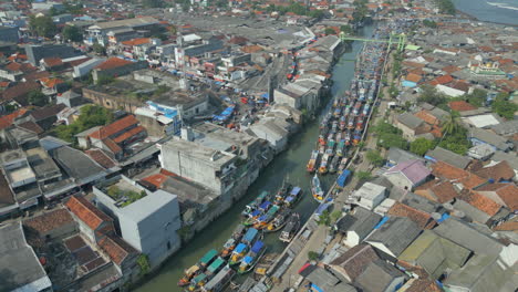 boats crowd the river in labuhan west java indonesia 4k 60fps