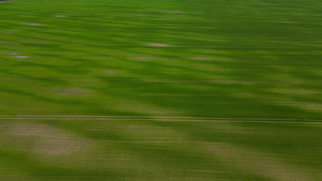 Tilting-drone-shot-of-huge-green-meadows